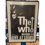 AN ORIGINAL FRAMED 'THE WHO MAXIMUM R & B LIVE AT LEEDS ' POSTER