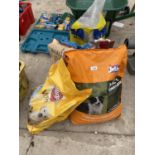 SIX BAGS OF VARIOUS PET FOOD ETC