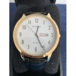 GENTS SEKONDA QUARTZ WRIST WATCH WITH BLACK LEATHER STRAP