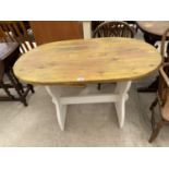 A PINE AND PAINTED KITCHEN TABLE