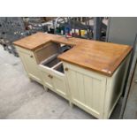 A PINE AND PAINTED KITCHEN UNIT