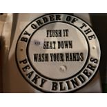 VINTAGE STYLE PEAKY BLINDERS CIRCULAR CAST METAL SIGN