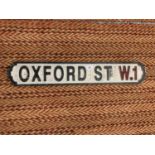 A LARGE VINTAGE STYLE WOODEN 'OXFORD ST W.1' STREET SIGN 80CM