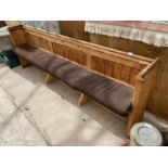 A VINTAGE PITCH PINE CHURCH PEW