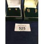 TWO PAIRS OF 9CT GOLD STUD EARRINGS