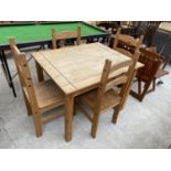 A MEXICAN PINE DINING TABLE AND FOUR MATCHING DINING CHAIRS