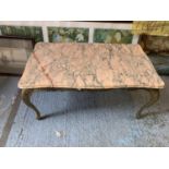 A RENAISSANCE STYLE COFFEE TABLE WITH GUILDED LEGS AN ONYX TOP