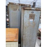 TWO VINTAGE METAL LOCKERS - ONE SINGLE DOOR AND ONE TWO DOOR