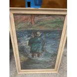A FRAMED PASTEL OF A FISHERMAN AT BETWS-Y-COED BY NORMAN MACDONALD 24.05.64