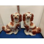 A LARGE PAIR OF STAFFORDSHIRE SPANIELS