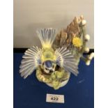 A ROYAL WORCESTER BLUE TIT AND PUSSY WILLOW SIGNED F DOHERTY A/F