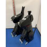 A PAIR OF VINTGE STYLE SCOTTIE DOG FIGURES 36CM HIGH