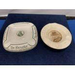 TWO ROYAL DOULTON ASHTRAYS, ONE DEPICTING CHURCHILL AND ONE DE RESZKE