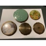 FIVE VINTAGE LADIES COMPACTS TO INCLUDE, STRATTON, HIGU, MASCOT