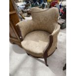 A MAHOGANY TUB ARMCHAIR FOR RE-UPHOLSTERY
