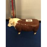 A BESWICK HEREFORD BULL FIGURE, BOXED