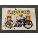 A VINTAGE STYLE GAS & OIL TIN METAL GARAGE SIGN 30 X 20CM