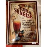 A TEQUILA SUNRISE METAL ADVERTISING SIGN
