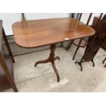 A MAHOGANY TILT TOP SIDE TABLE ON TRIPOD SUPPORT