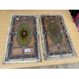TWO STAINED GLASS WINDOW PANES