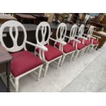 SIX WHITE CARVER DINING CHAIRS