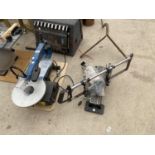 A WORKZONE ELECTRIC MITRE SAW AND A FRET SAW BOTH IN AS NEW WORKING ORDER