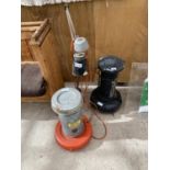 TWO PARAFFIN HEATERS AND A VINTAGE ANGLE POISE LAMP