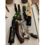 FIFTEEN VARIOUS AVON BOTTLES TO INCLUDE GUNS, PIPE, CARS, HORSE, DOG ETC