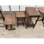 THREE SMALL OAK OCCASIONAL TABLES