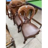 TWO VICTORIAN MAHOGANY BALLOON BACK DINING CHAIRS