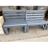 TWO PAINTED WOODEN BENCH SEATS