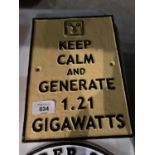 VINTAGE STYLE REPRODUCTION CAST METAL BACK TO THE FUTURE SIGN KEEP CALM GENERATE