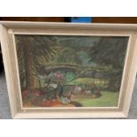 A FRAMED PASTEL PAINTING OF THE GARDEN, GWYDYR HOTEL, BETWS-Y-COED BY NORMAN MACDONALD 22.07.63