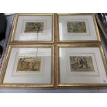 A SET OF FOUR GILT FRAMED MONTH ENGRAVING PICTURES, MARCH, APRIL, MAY AND AUGUST 31 X 35.5CM