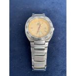 GENTS SLAZENGER STAINLESS STEEL WRIST WATCH GOLD DIAL