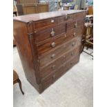 A MAHOGANY CHEST OF THREE SMALL, TWO SHORT AND FOUR LONG DRAWERS