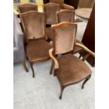 FOUR OAK DINING CHAIRS AND A CARVER
