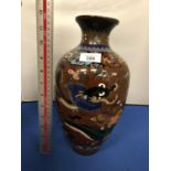 A LATE 19TH CENTURY 'DRAGON CHASING THE FLAMING PEARL' CHINESE CLOISONNE VASE A/F 31 CM HIGH