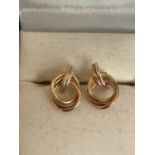 9CT GOLD TWO COLOUR CIRCULAR DESIGN STUD EARRINGS