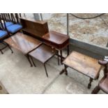 A MAHOGANY BOOKCASE AND FOUR VARIOUS TABLES