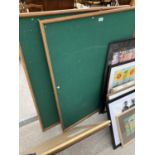 TWO GREEN BAIZE PIN BOARDS