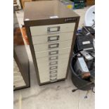 A BISLEY STEEL TEN DRAWER FILING CABINET IN GOOD CONDITION
