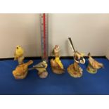 FOUR ROYAL WORCESTER BIRD FIGURES TO INCLUDE YELLOW HAMMERS SPARROW, GREY TIT, LINNETS AND A ROYAL