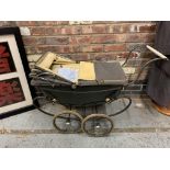 A VINTAGE COACH BUILT DOLLS PRAM