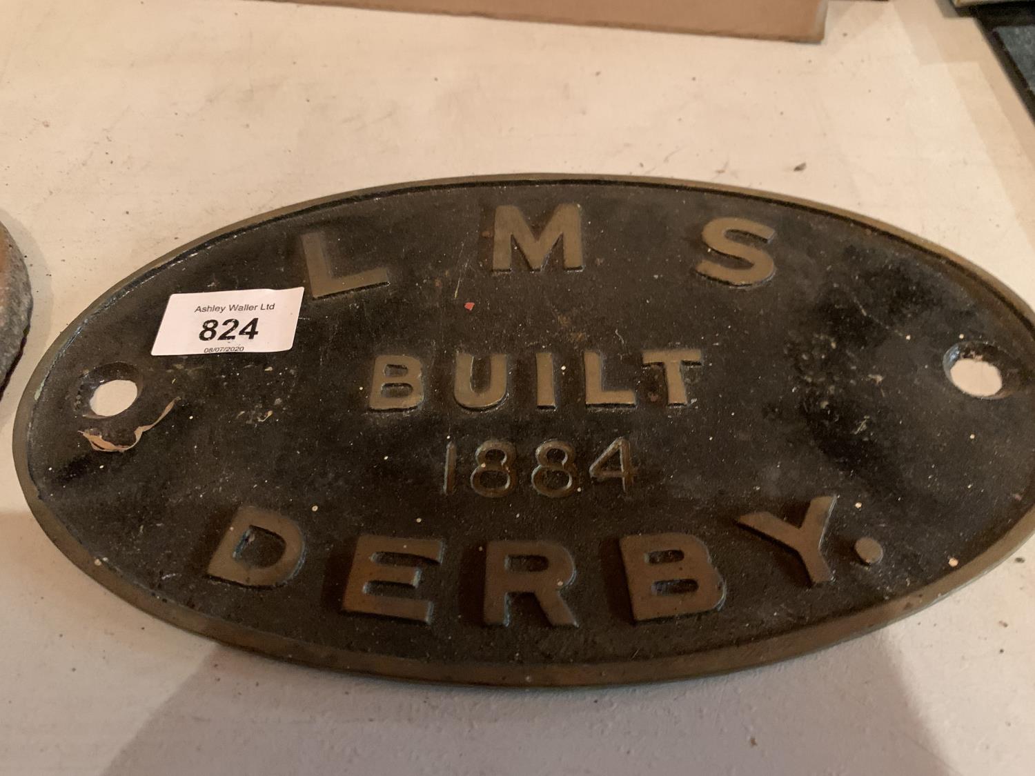 TWO CAST PLATES, ONE SAYING LMS BUILT 1884 DERBY AND THE OTHER TRACK CIRCUIT - Image 2 of 3