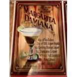 A MARGARITA DAMIANA METAL ADVERTISING SIGN