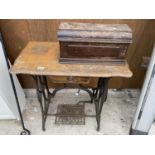 A VINTAGE JONES TREADLE SEWING MACHINE