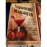 A STRAWBERRY MARGARITA METAL ADVERTISING SIGN