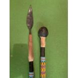 A TRADITIONAL ZULU CEREMONIAL KNOBKERRIE AND SPEAR