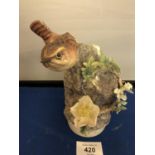 A ROYAL WORCESTER WREN AND BURNET ROSE SIGNED F DOHERTY A/F